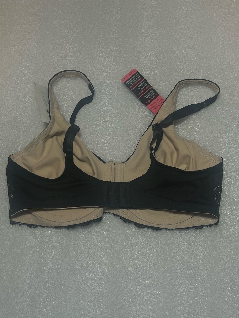 Black Lace Underwire Bra with Beige Lining Size 36C New - Picture 3 of 4
